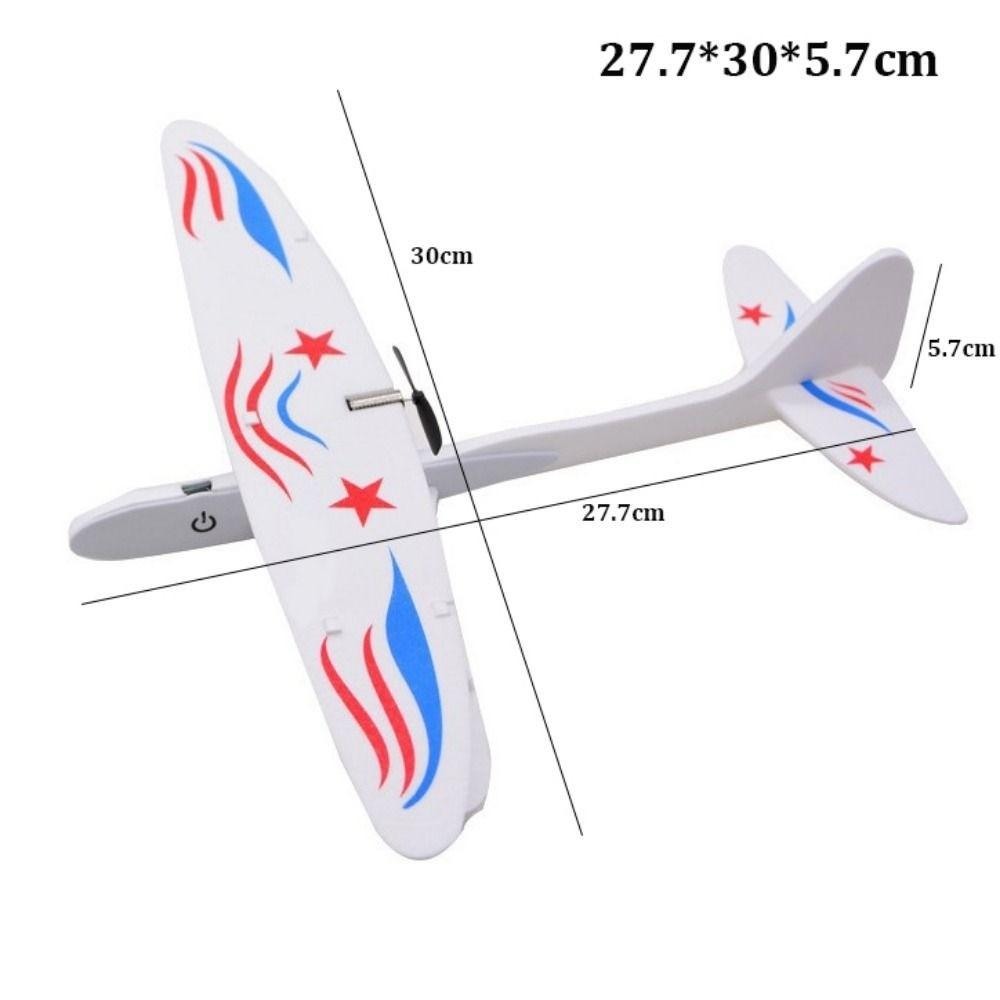 with LED Light Spinning Hand Paper Airplane USB Rechargeable Flight Glider Helicopter
