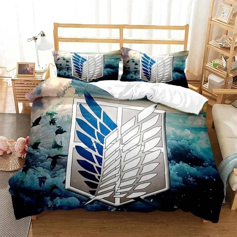 Attack On Titan Duvet Cover 3D Exquisite Anime Cartoon Digital Print Bedding Set Comforter Bed Youth Home Decor Boys Gift
