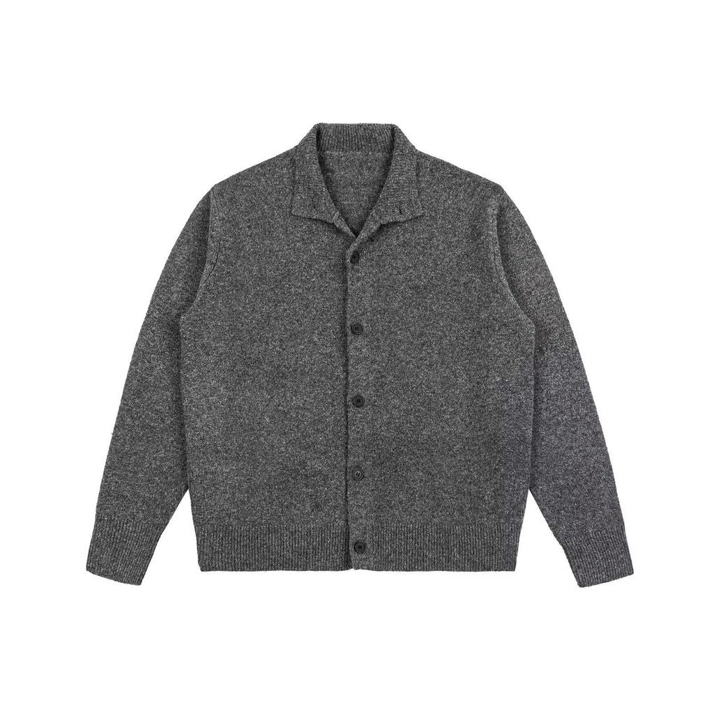 Unisex Solid Color Basic Long-Sleeve Knit Cardigan with Stand Collar - Autumn Sweater