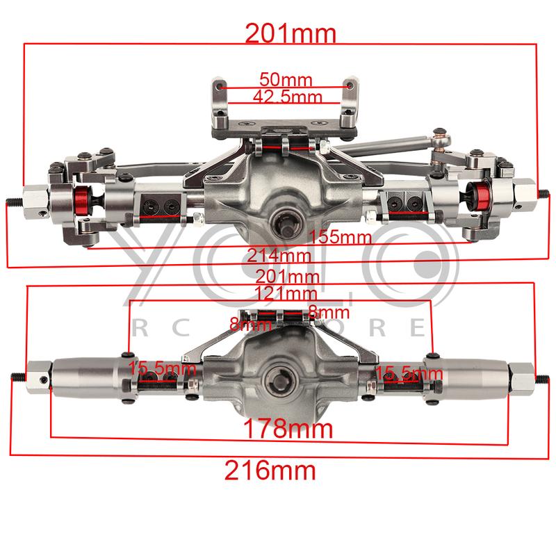 Metal Alloy Front Middle Rear Straight Axle with Servo Base for 1/10 RC Rock Crawler Car Axial SCX10 RC 4WD D90 Upgrade Parts