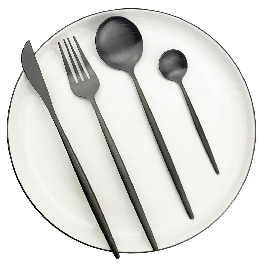 Matte Tableware Set Gold Cutlery Set Stainless Steel Dinnerware Set Knife Fork Spoon Flatware Teaspoon Western Kitchen Silverware