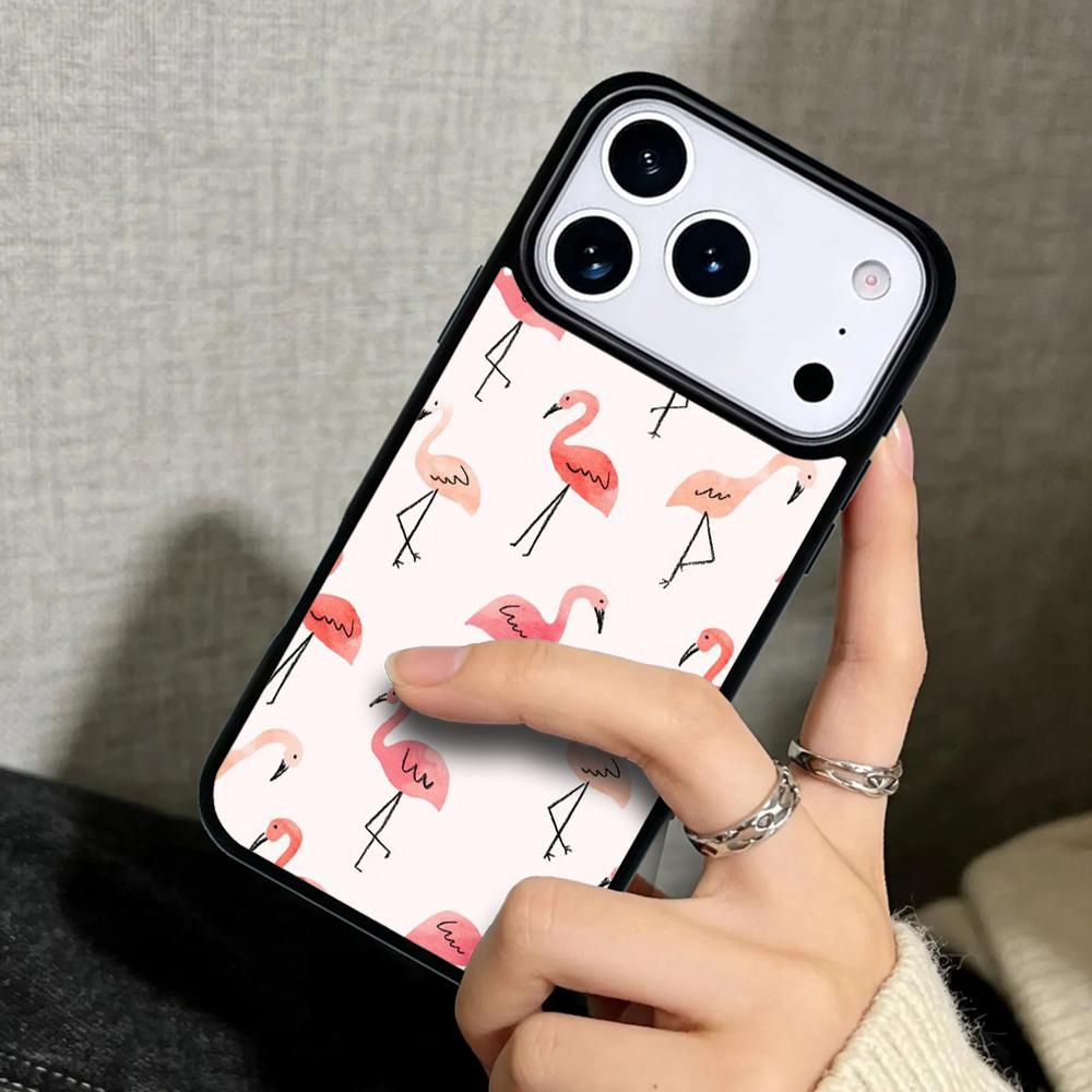 Capa Case for iPhone 17 Air 16 Pro Max 15 Plus 11 13 Mini 14 12 Back Phone Cover Animal Flamingo