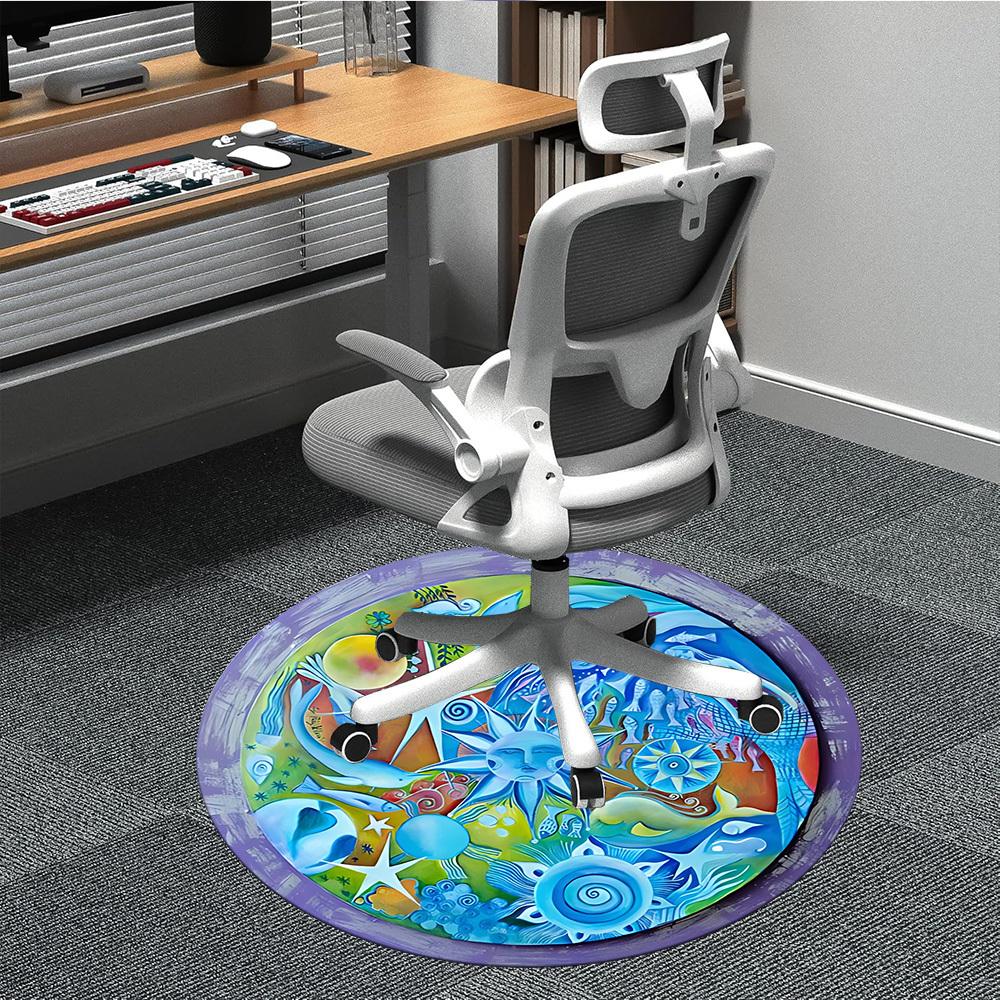 1pc Oceanic Fantasy Chair Carpet for Office, Soft and Durable Office Rug for Interior Decoration, Perfect for Office yy251227099