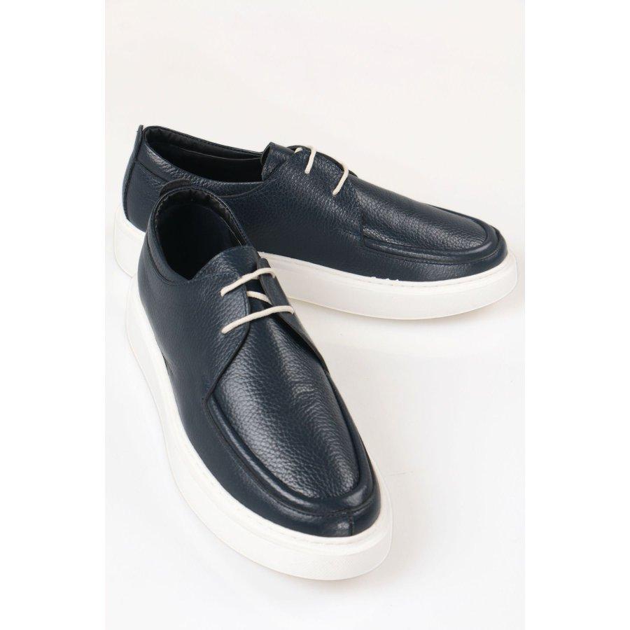 Мужская повседневная стильная обувь из натуральной кожи на белой подошве