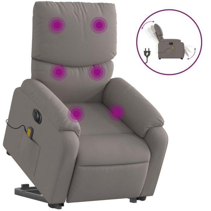 VidaXL Electric Massage Recliner Armchair Taupe Fabric 3204868