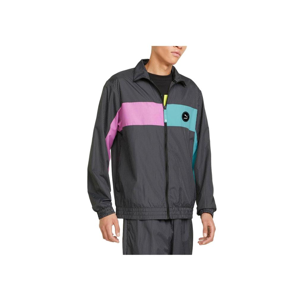 Puma Retro Sports Stand Collar Color Block Zip Jacket Men Jacket Black 533626-01