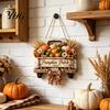 Thanksgiving Farmhouse Wall Decoration Harvest Pumpkin Truck Hanging Sign for Front Door, Wooden Fall Door with Decorative Holiday Plaque Hemp