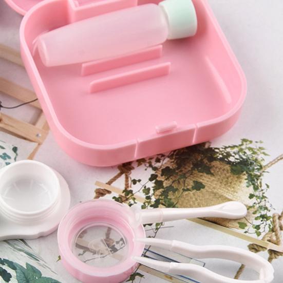 Футляр для контактных линз, удобный для путешествий, яркий цветной прозрачный принт, набор контейнеров для контактных линз с бутылочкой для раствора, пинцетом для использования на открытом воздухе