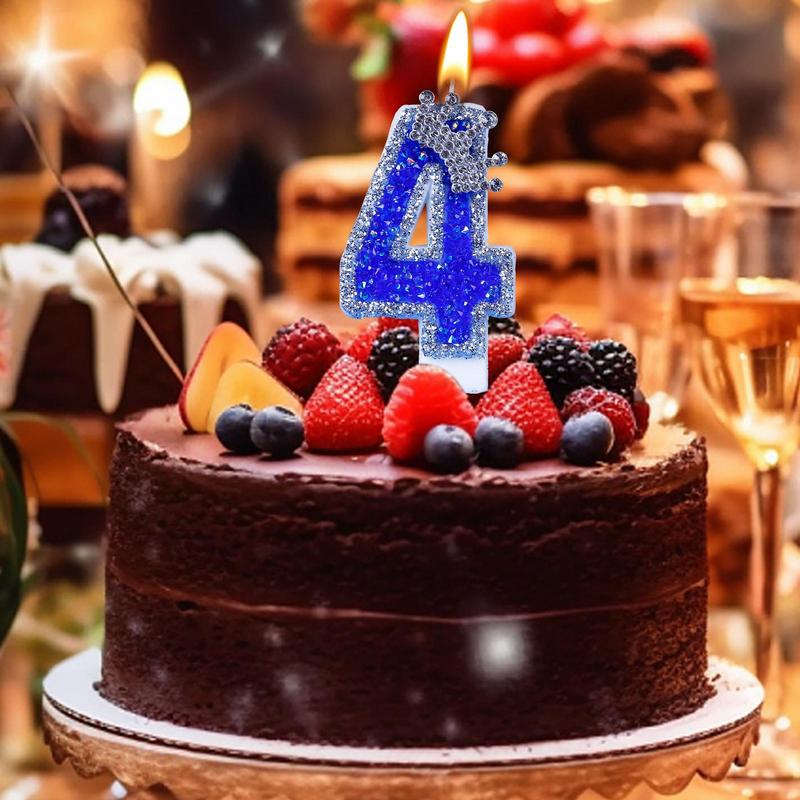 Синие свечи на день рождения, блестящие синие свечи для торта, 3D-фигурные украшения для торта, украшения для свадеб, тематических вечеринок