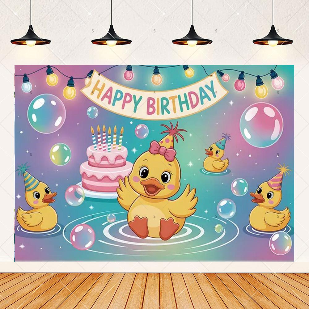 Cute Yellow Duck Theme Background Banner Kids Birthday Party Decorations Photography Backdrop Cartoon Baby Shower Supplies Props