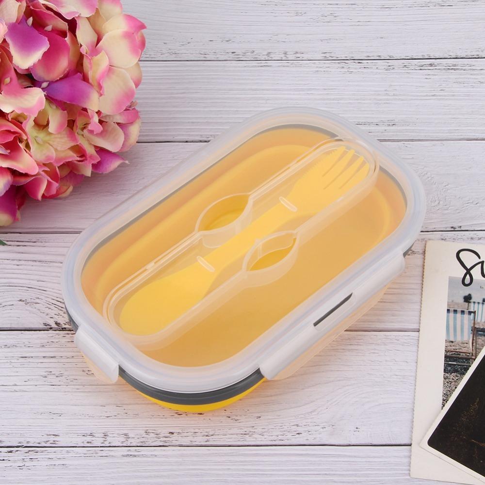 800ml Foldable Bento Box Microwave Safe Portable Food Storage Outdoor Travel