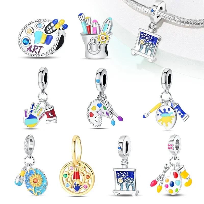 Медьоригинал Звездное небо Подсолнух Зеленое пшеничное поле Масляная живопись Подвески Бусины Для женщин DIY Изящные украшения Подарок