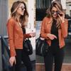 Women Bike Coat PU Leather Outwear Zipper Outfit Autumn Winter Fashion Short Thin Female Jacket