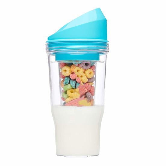 Двухслойный стакан для завтрака на ходу, герметичный контейнер для завтрака с отдельными отделениями для молока и хлопьев, портативный стакан для хлопьев и молока для быстрого