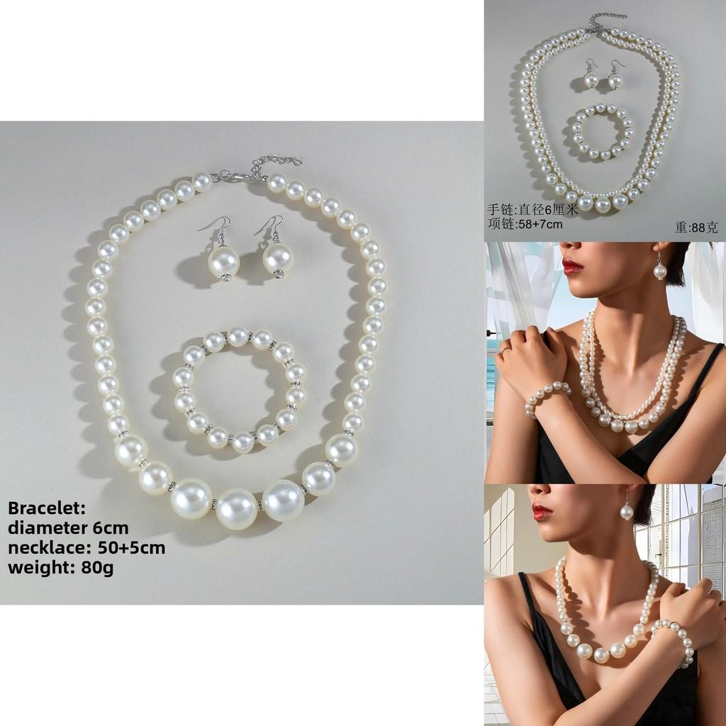 Pearl Jewelry Set With Geometric Pendant For Women And Men