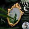 Vintage Gold Embossed Makeup Mirror Aesthetic Wall Stickers Room Acsesories Bathroom Home Decor