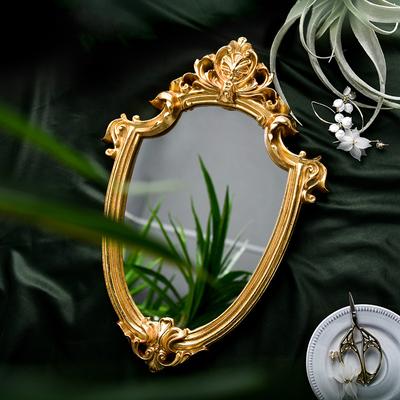 Винтажное золотое тисненое зеркало для макияжа, эстетические настенные наклейки, комнатные аксессуары, ванная комната, домашний декор