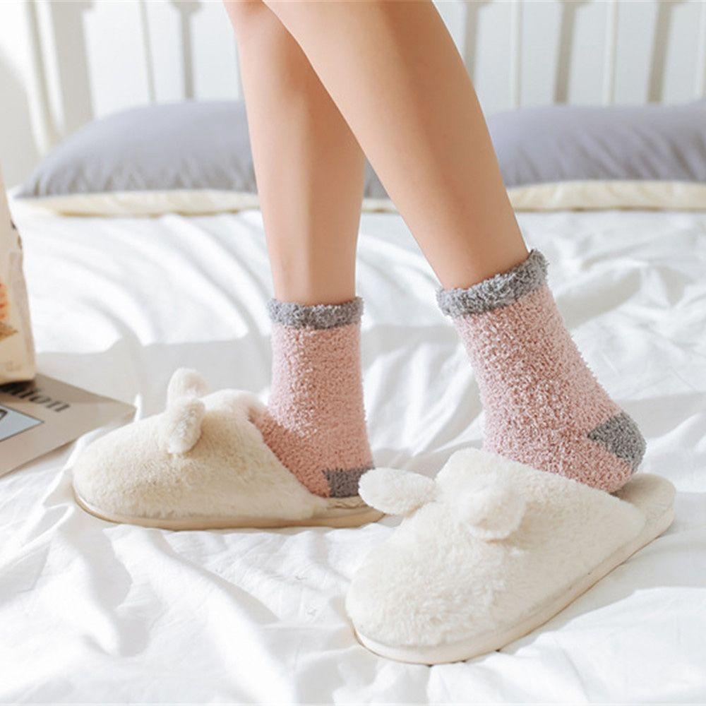 Candy Colors Sleep Bed Sock Winter Warm Coral velvet socks Soft Cashmere Sox Thickening