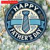 2d Flat 20*20cm Retro Wooden Father's Day Wreath, Round Mural Designed By "Happy Father's Day", Blue Tie and Decoration, for Garden, Bedroom, Cafe.