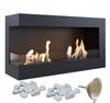 Bioethanol Fireplace 900 TÜV Left-sided with Stones Set