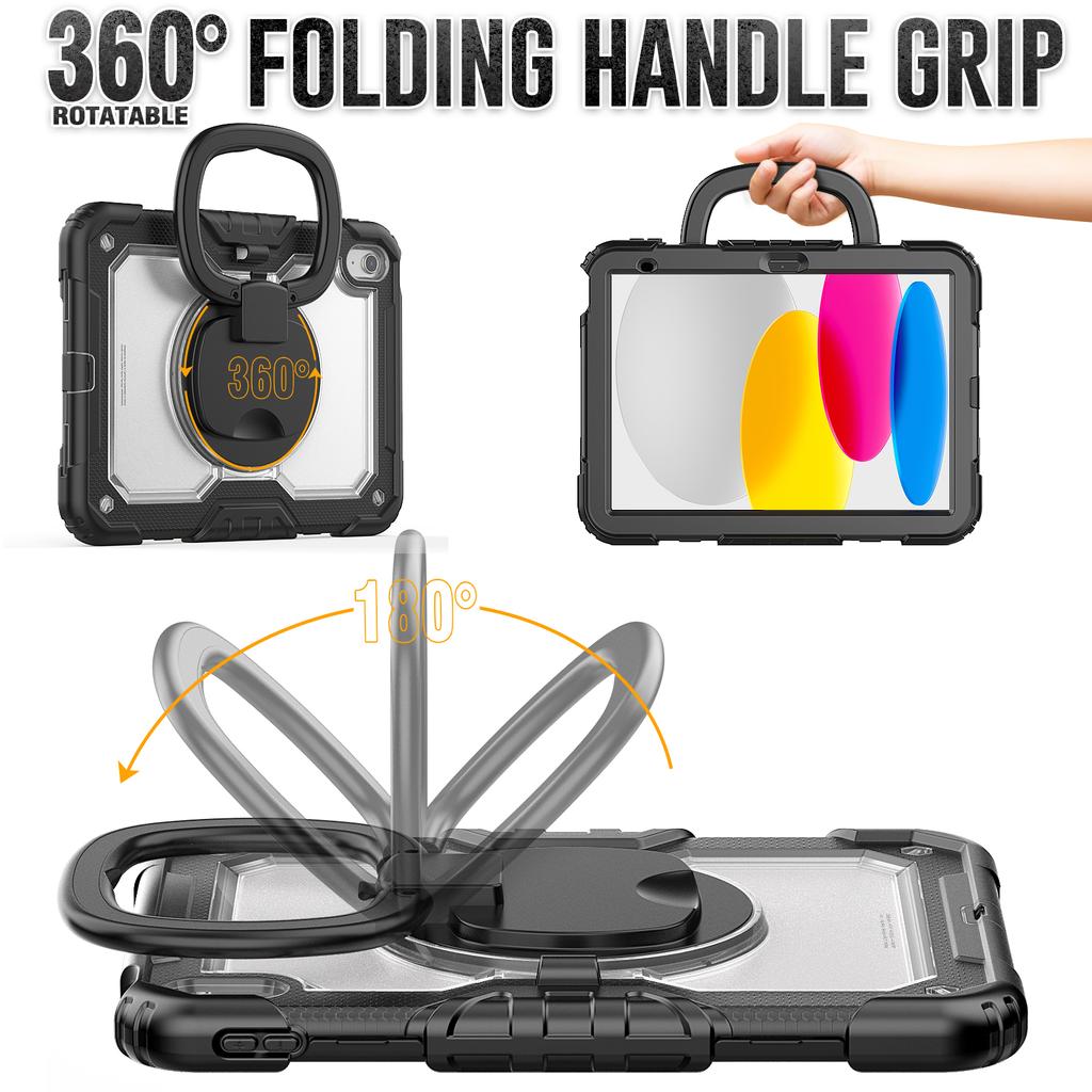 For iPad (2025)/iPad 10.9 (2022) Kickstand Case PC+Silicone Tablet Cover with Shoulder Strap