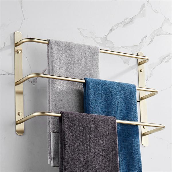 Три слоя в шахматном порядке, держатель для полотенец, вешалка для полотенец, набор аксессуаров для ванной комнаты, нержавеющая сталь 304, золотой цвет
