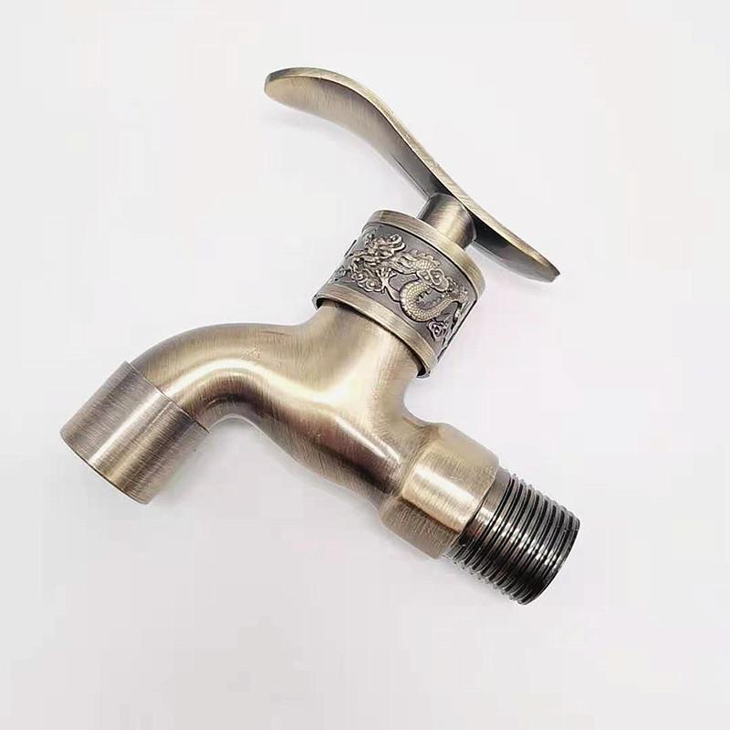 Antique Brass Dragon Carved Tap Faucet Garden Bibcock Washing Machine Faucet Luxury Outdoor Faucet Single Cold Tap