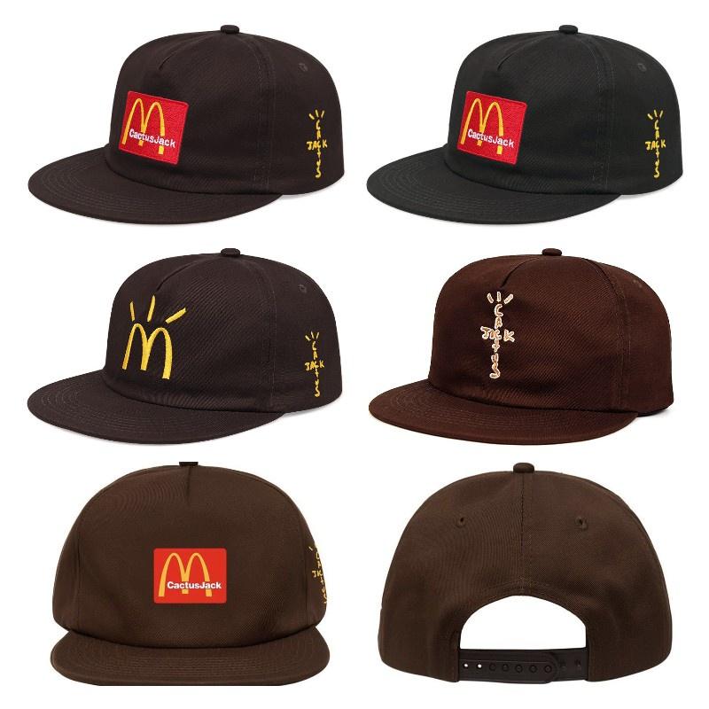 Бейсболка Travis Scott Mcdonald's Collaboration Вышитая, Регулируемая, Хлопок, Широкие поля