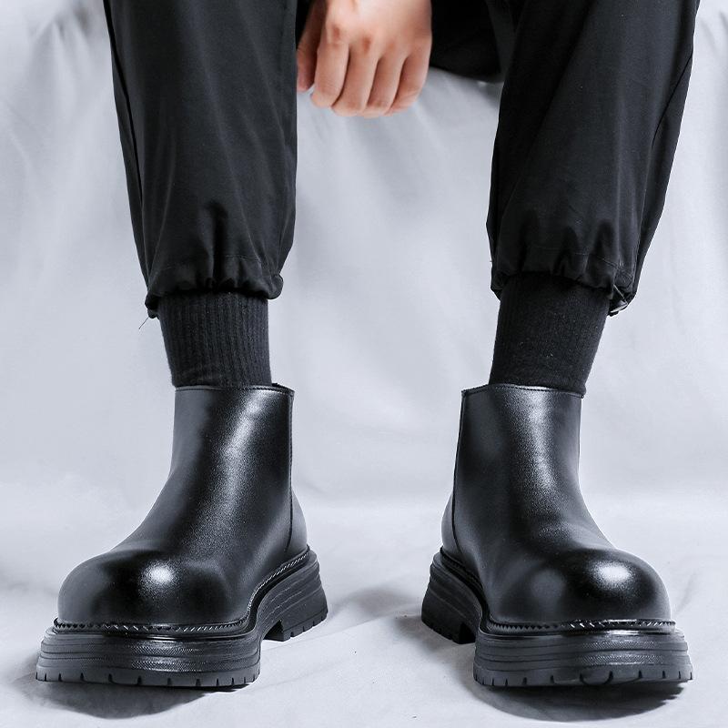 Ботинки Челси Мужские высокие ботинки Британские ботинки-сигареты на платформе с увеличенным голенищем Зимние ботинки Martin 22720-R