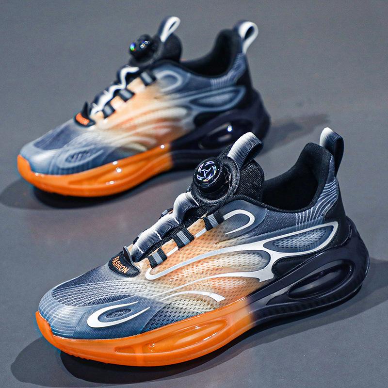 Универсальная мужская обувь, дышащая сетчатая повседневная спортивная обувь с вращающимися пуговицами, молодежная обувь для бега на воздушной подушке, модная обувь для белого папы