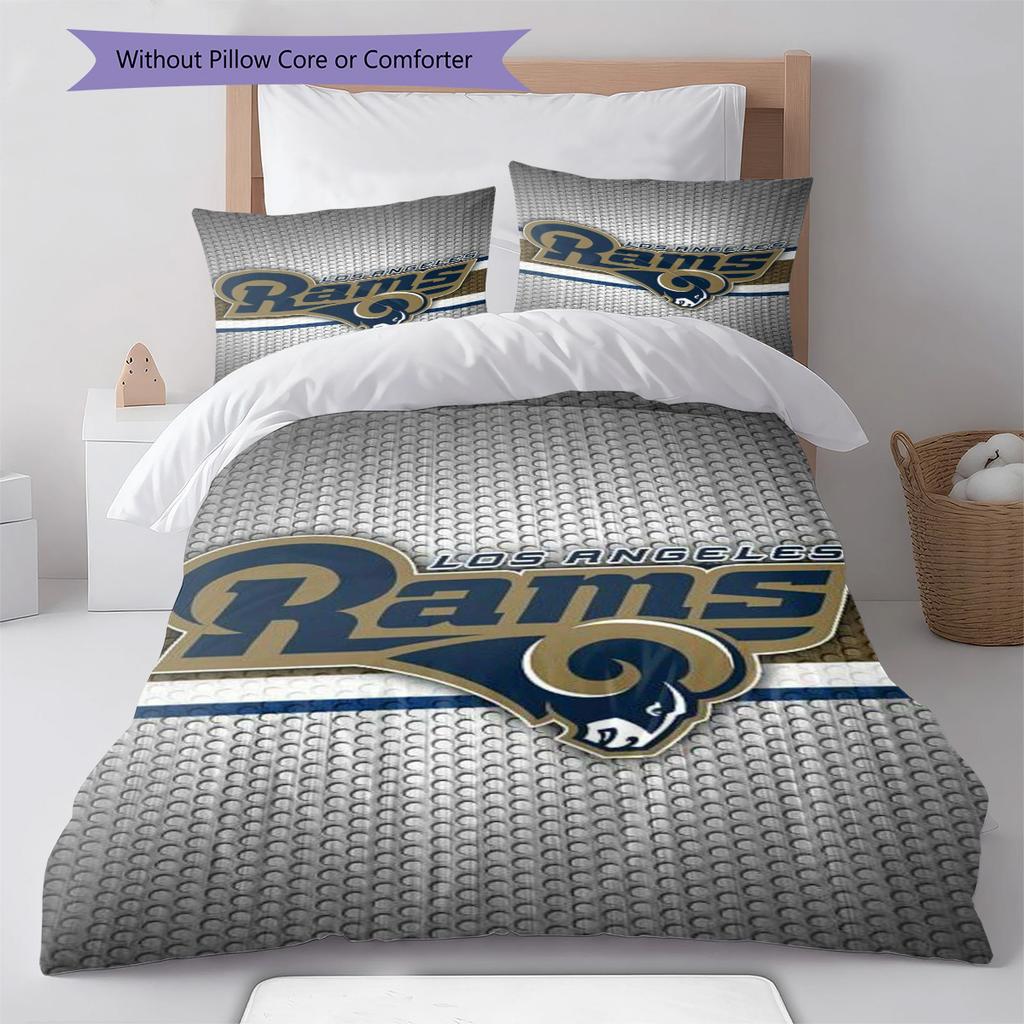 Los Angeles Rams Logo Pattern Bedding Set Quilt Cover Pillowcase Home Decor Gift (1 * duvet cover + 2 * pillowcase, without core)