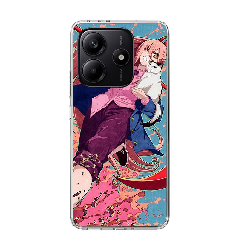 Чехол для телефона 'Человек-бензопила' C-Chainsaw Man Power для Xiaomi Redmi Note 15 14 13 12S 12 Pro Plus 11S 11E 11 11T 10S 10 Art Мягкий чехол с узором Красный