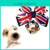 Тканевый ошейник с колокольчиком для питомца с дизайном британского флага. Идеально подходит для повседневной носки или особых случаев.