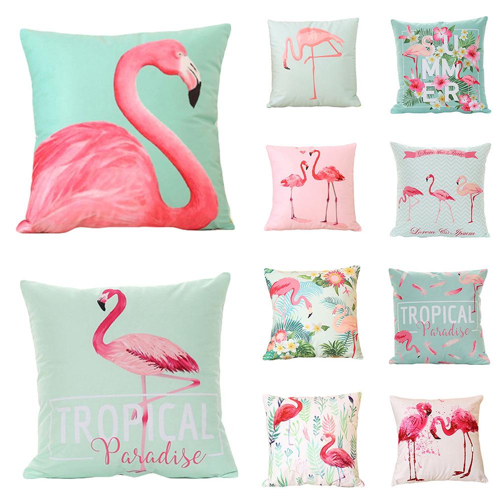 Длинноногий Фламинго Серия Льняная Наволочка Чехол для Подушки