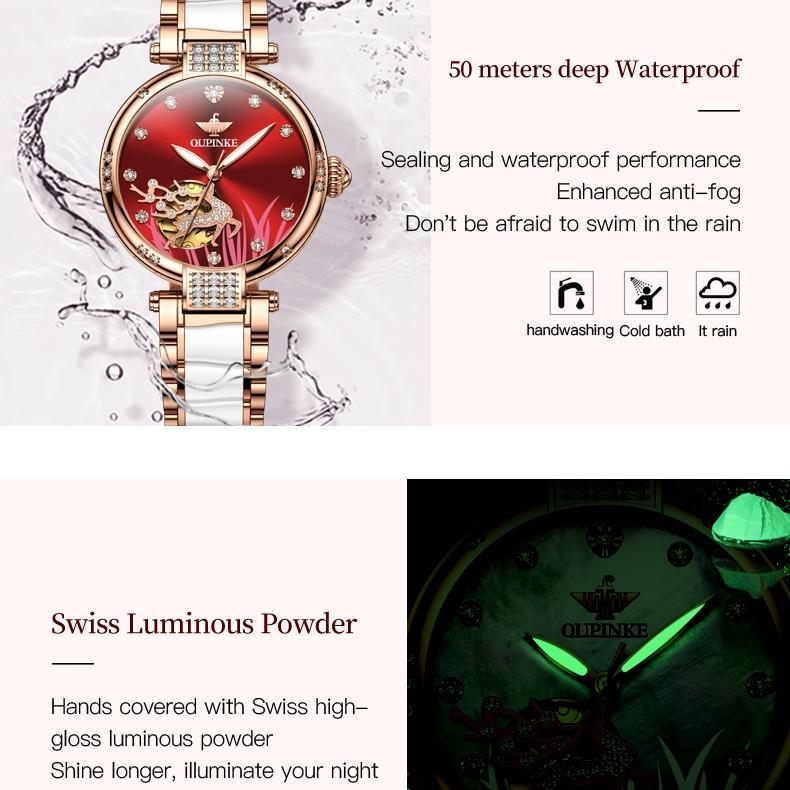 OUPINKE Брендовые часы Модный бренд Diamond Elk Автоматические механические водонепроницаемые женские часы Женские часы