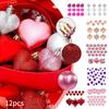 12pcs Valentine's Day Heart Shaped Ornaments, Valentine's Day Hanging Decorations, Heart Shaped For Wedding Party Valentine's Day