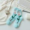 Plush Coral Velvet Socks Female Hosiery Sleeping Socks Casual Flower Pattern Socks  Women