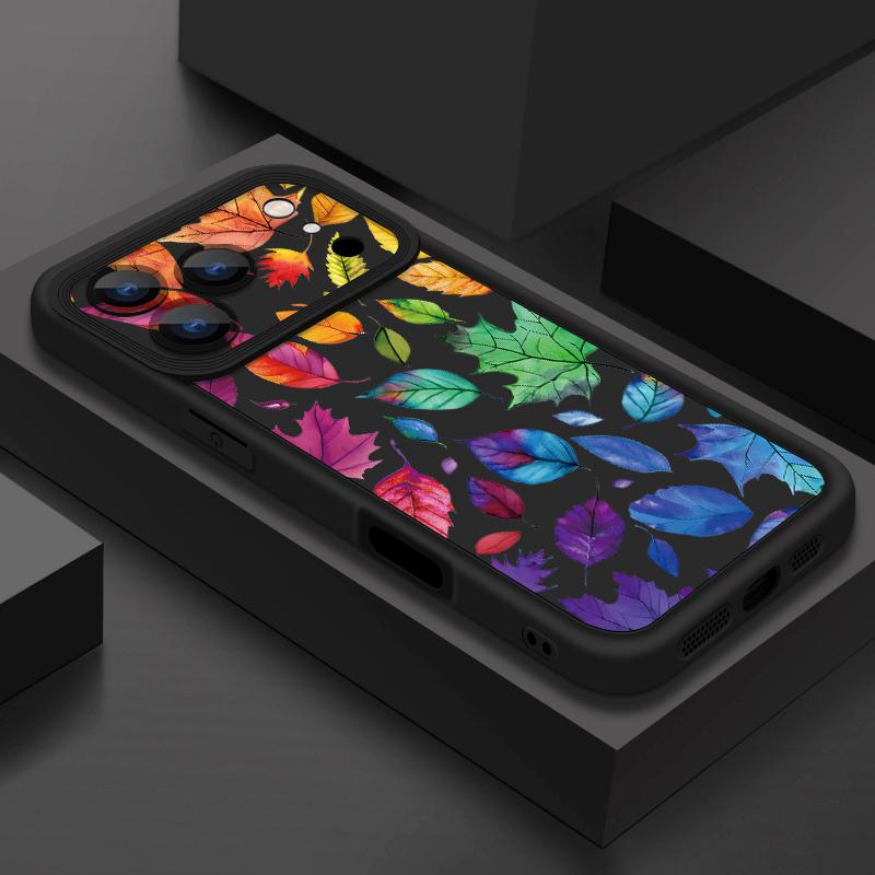 Чехол с принтом «Цветы и Листья» для iPhone 17 Pro Max Чехол iPhone 16 15 14 13 Pro Max 11 17e 16e Ударопрочный бампер Мягкий силиконовый чехол для телефона