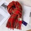 Classic 100 Wool Plaid Red Scarf Men's and Women's Winter Couple's Autumn and Winter Warm Plaid Scarf