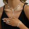 4pcs Women's Jewelry Set Rhinestone Necklace Earrings Bracelet Bride Wedding Accessories