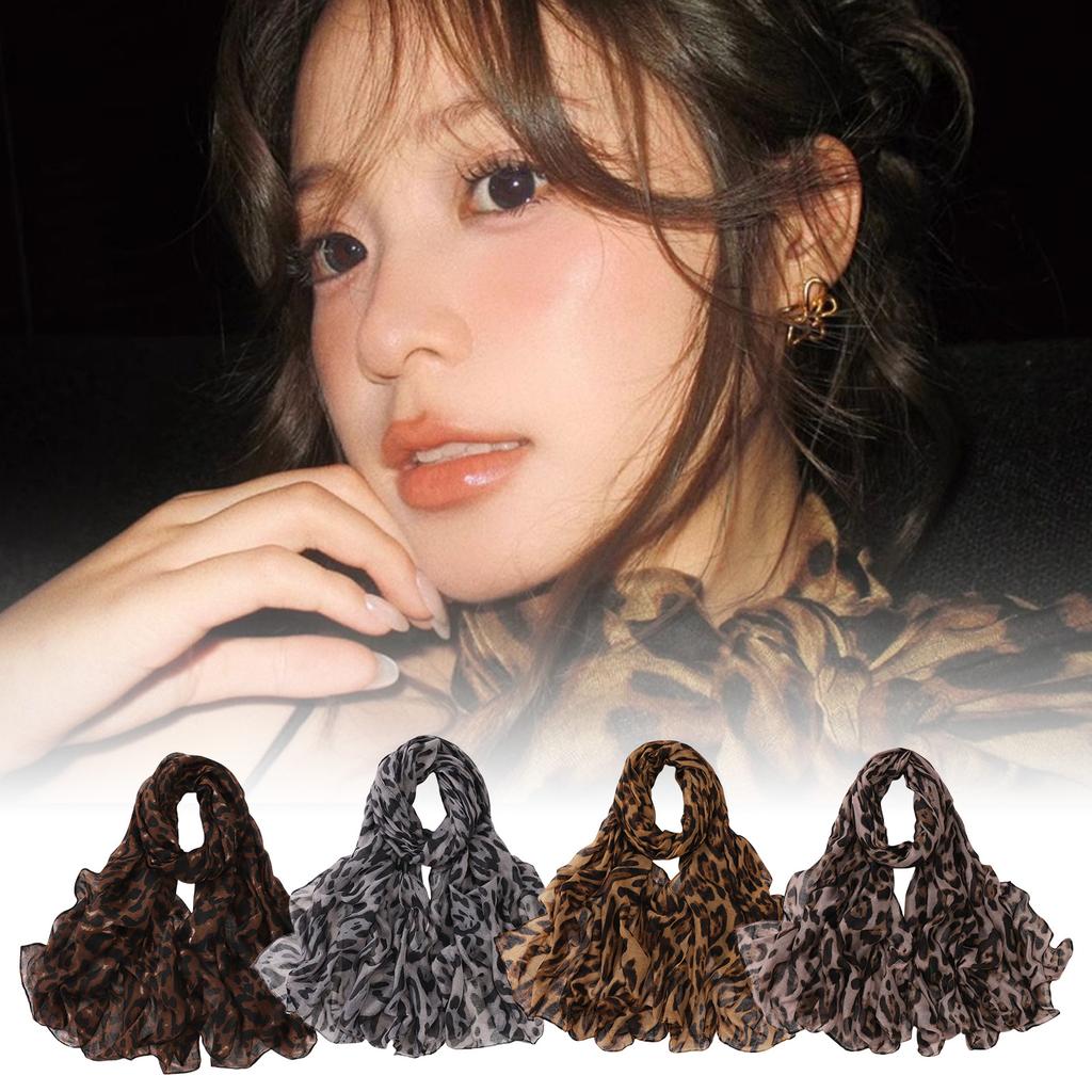 Шарф с леопардовым принтом 180 см Модный шейный платок-шаль Удобный и дышащий для женщин Для повседневной носки, вечеринок, путешествий