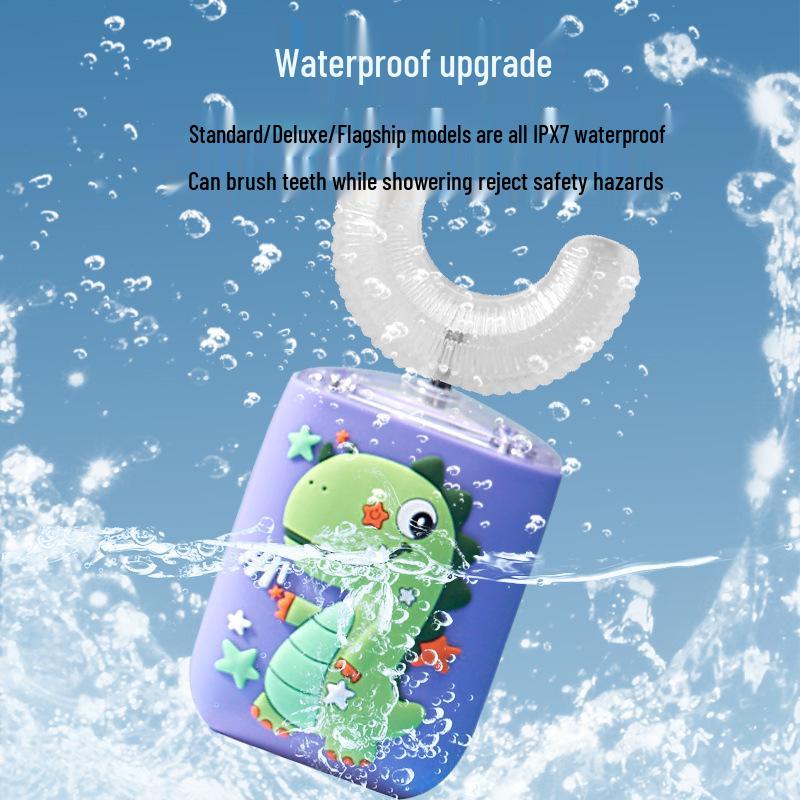 U-shaped Children's Electric Toothbrush with Sonic Technology, USB Charging, Soft Baby Bristles, Gum Protection, and Cartoon Design.