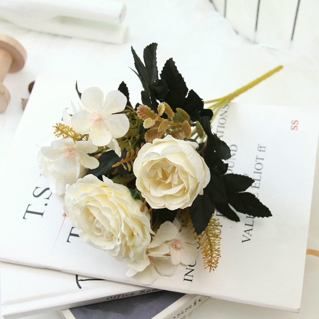 Искусственный шелковый ручной букет Смешанные искусственные цветы Пион Роза Гортензия Декор