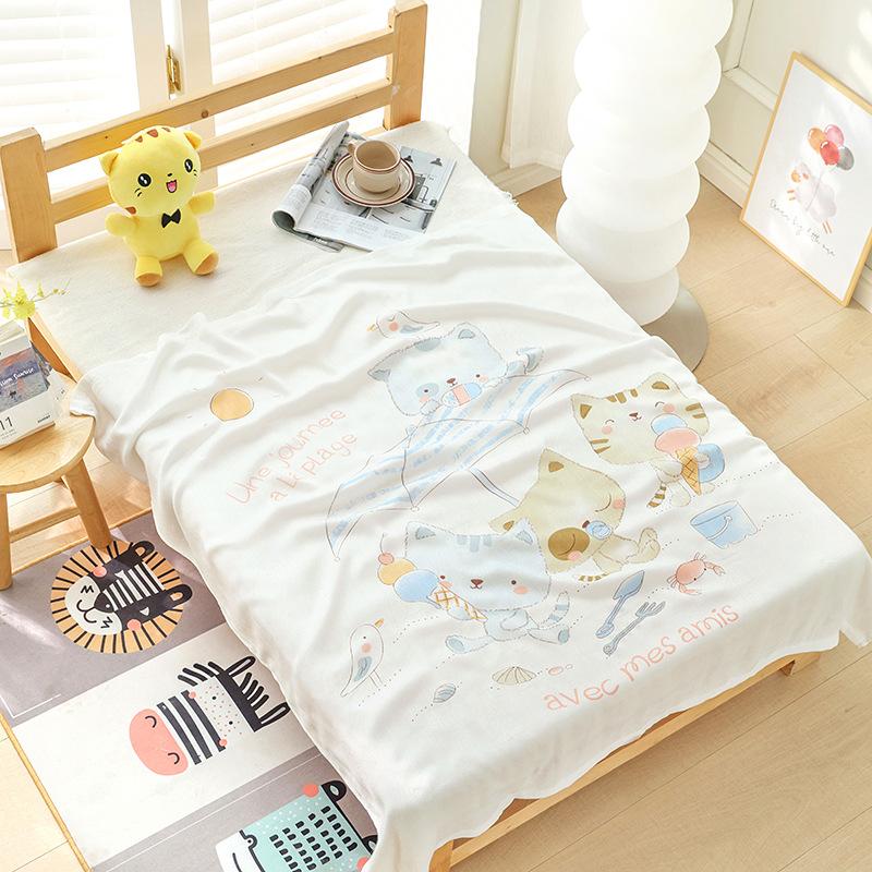 Double-layer Bamboo Cotton Infant Blanket, Children's Quilt, Thin Air-conditioning Summer Cool Quilt, Baby Bamboo Fiber Ice Silk Blanket
