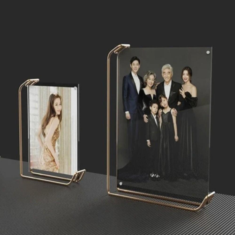 Fashion 6inch/8inch Acrylic Sign Holder Metal Stand Elegant Poster Display Frame Table Display Menu Holder Rack Restaurant Menu