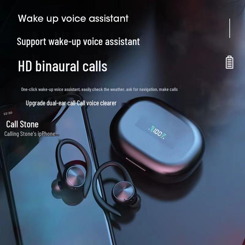 Беспроводные Bluetooth-наушники с заушным креплением Type-C, с высоким качеством звука, длительным временем работы от аккумулятора и компактным дизайном для бега