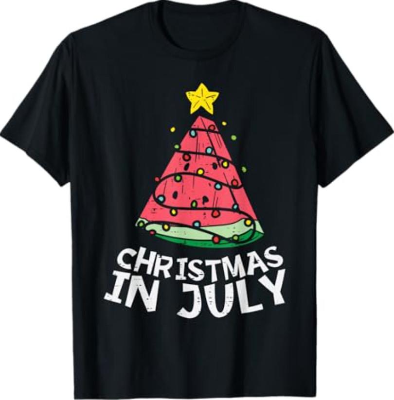 Christmas in July Watermelon Xmas Tree Summer Men Women T-Shirt