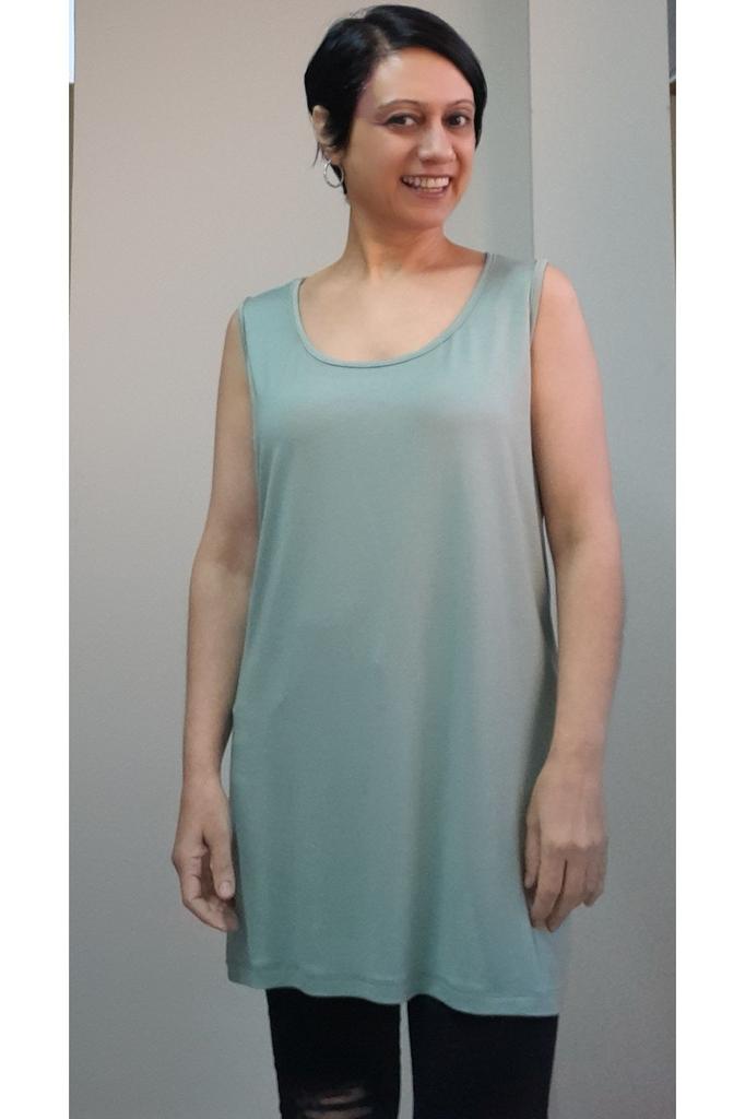 Women's Style Big Size T-Shirt Water Green Thick Strap Combed Cotton Viscose T-Shirt