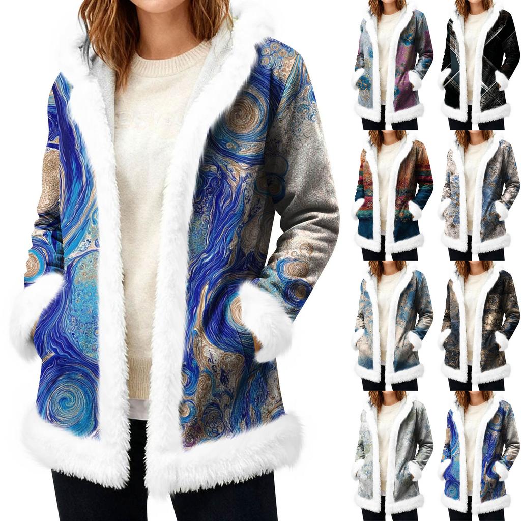 Женский повседневный флисовый кардиган с капюшоном и карманами, теплая верхняя одежда