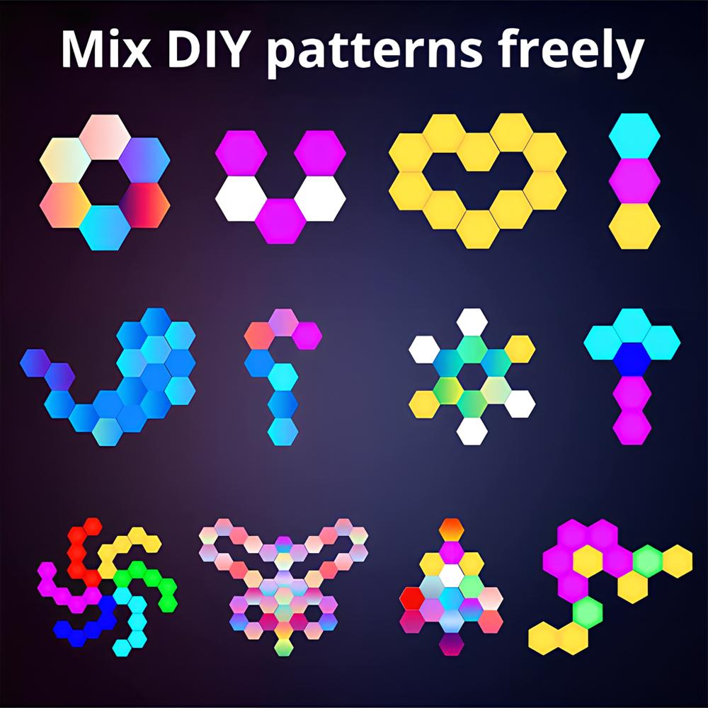 RGB LED Quantum Wireless Hexagon Lamp Сенсорный Ночной Светильник Спальня Сотовые Настенные Лампы Управление Цветной Светодиодный Светильник Для Шкафа